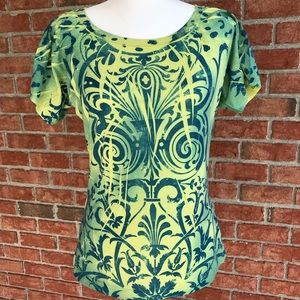 Yellow with blue print tee